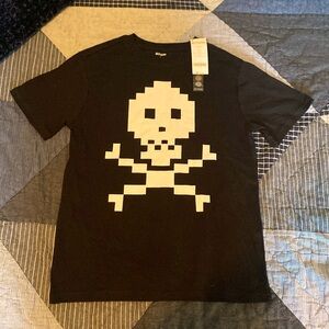 Gymboree Boys Embroidered Pixelated Skull T-Shirt